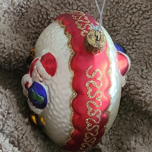 Vintage Waterford Blown Glass Santa With Gifts Christmas Ornament Double Sided - Picture 4 of 10